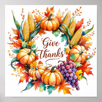 Poster com Pumpkin e Corn Wreath