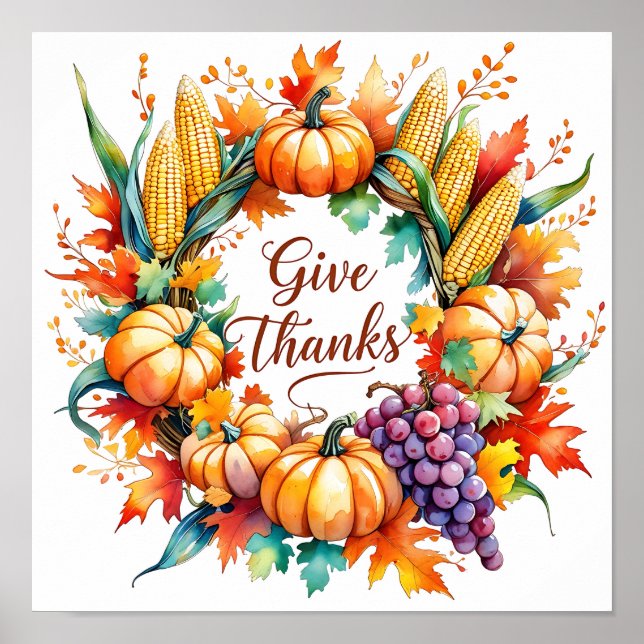 Poster com Pumpkin e Corn Wreath (Frente)