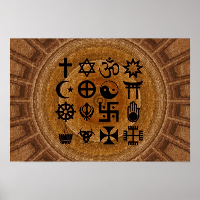 Pôster com símbolos da religiões (Frente)