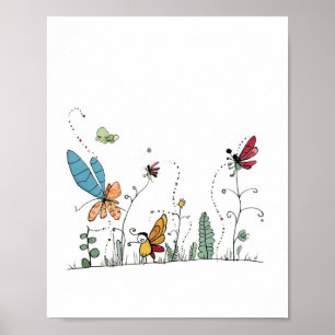 Poster com tema de borboletas e fadas