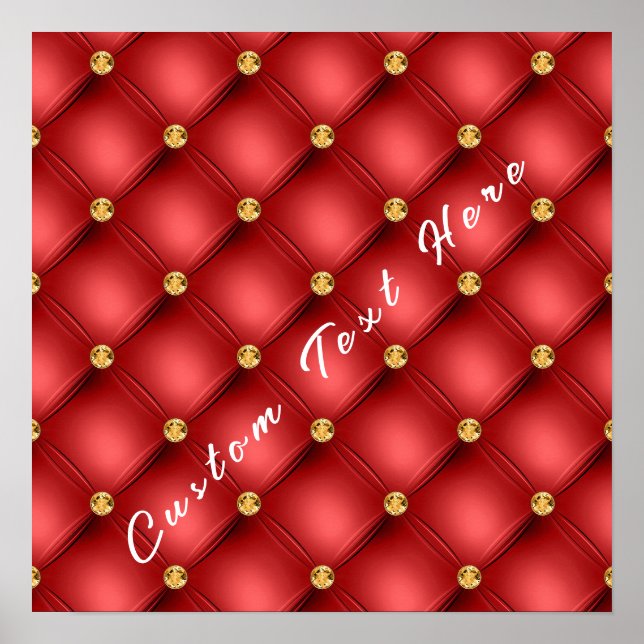 Pôster com Tufo Vermelho e Dourado com Texto Perso (Frente)