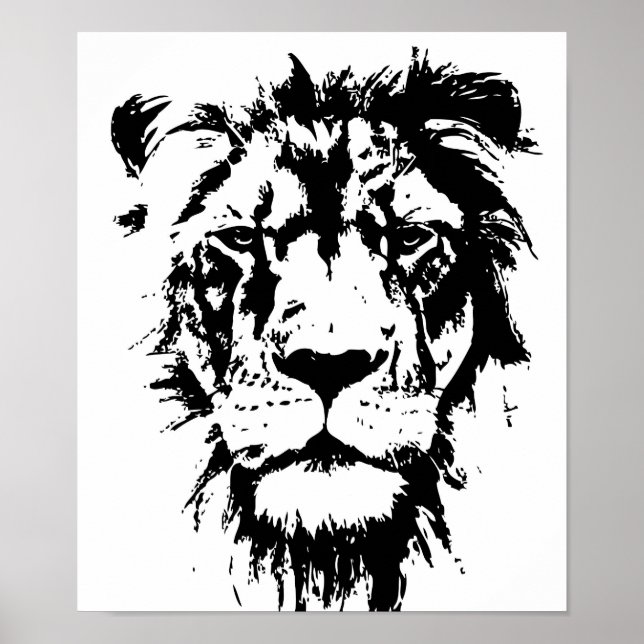 Poster com um impressão preto e branco Leo (Frente)