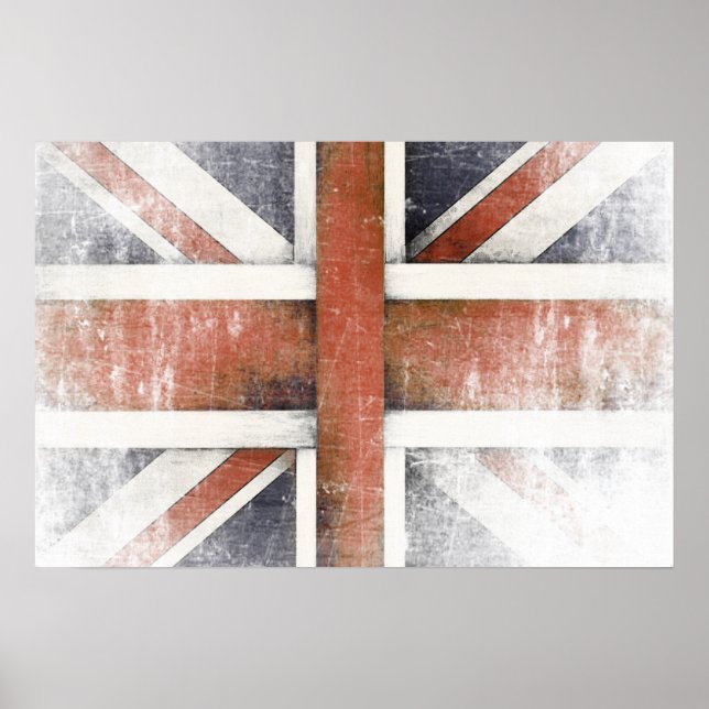 Poster com Vintage Excelente Grã-Bretanha Flag (Frente)