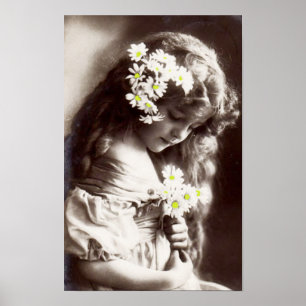 Poster com Vintage Foto de Jovem Rapariga