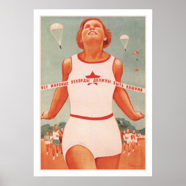 Poster com Vintage União Soviética Propaganda (Frente)