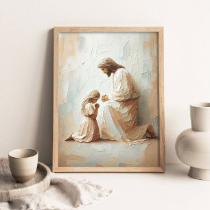 Poster Com Você na Oração Arte Cristã Moderna, Jesus e