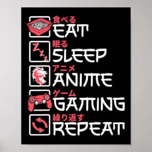 Poster Coma animação do sono Jogos Repetir Jogador Otaku 