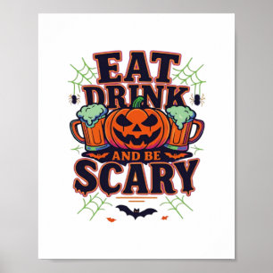 Poster Coma Bebida E Seja Assustador No Halloween Design