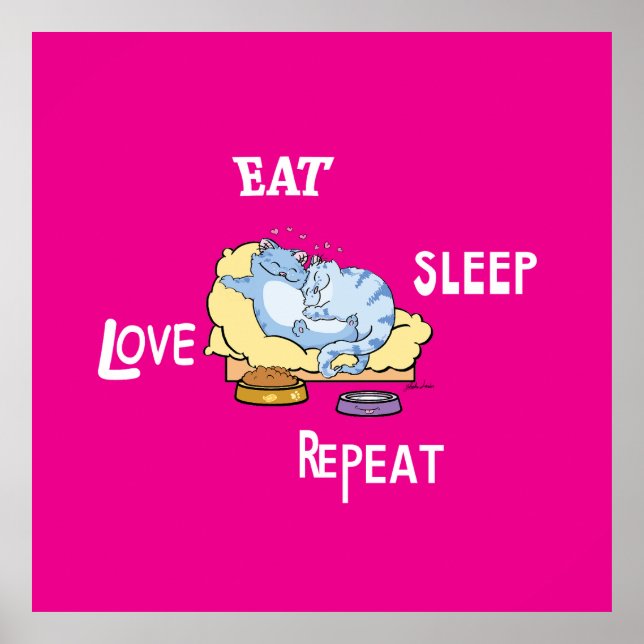 Poster Coma Cats Repetitivos Com Amor (Frente)