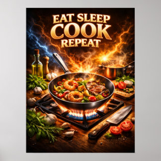 Poster Coma Cozinhe Sonhe Retro