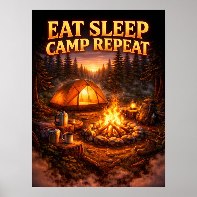 Poster Coma Dormir Acampar Repetir Arte (Frente)
