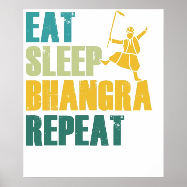 Poster Coma Dormir Bhangra Repita Dança Engraçada Punjabi (Frente)