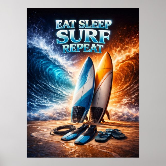 Poster Coma Dormir Surfar Retro (Frente)