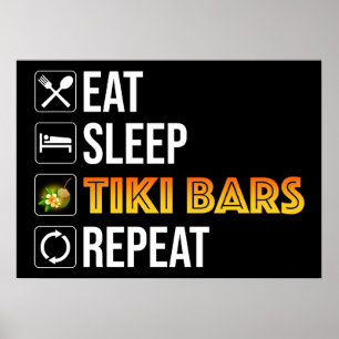 Poster Coma. Durma. Bares Tiki. Repita