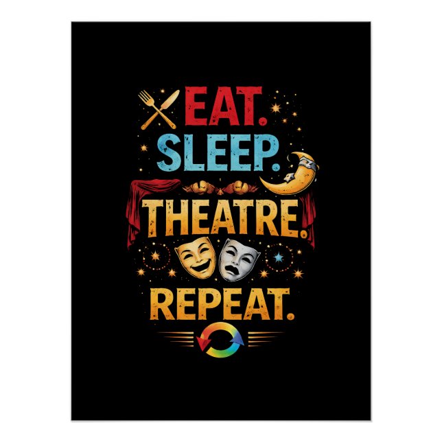 Pôster Coma, Durma, Teatro, Repita (Frente)