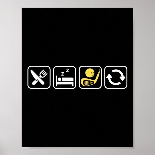 Poster Coma Golf Dormir Repetir Clube De Amantes De Golfe (Frente)