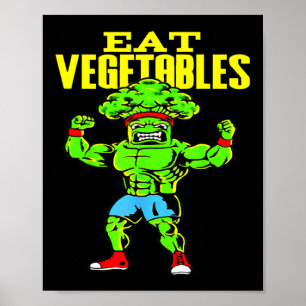 Poster Coma Legumes Brócolis Engraçado Fitness Forçaespor