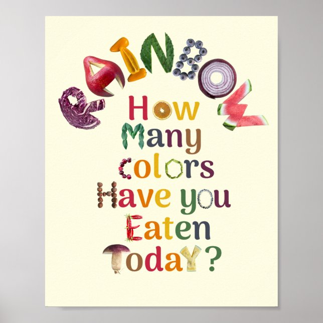 Poster Coma o Arco-Íris todos os dias - Nutrição e Saúde (Frente)