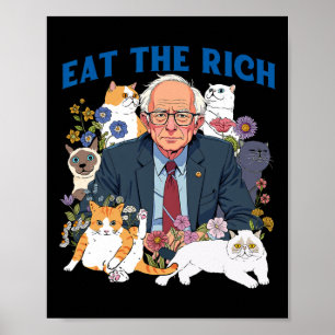 Poster Coma O Rich Bernie Sanders Floral Cat Resiste A Ag