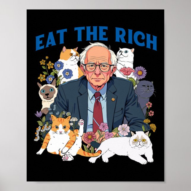 Poster Coma O Rich Bernie Sanders Floral Cat Resiste A Ag (Frente)