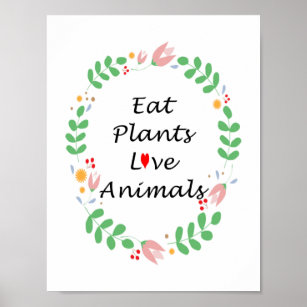Poster coma plantas amam animais vegan