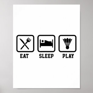Poster Coma Sleep Jogue Badminton Player Shuttle Sports S
