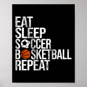 Poster Coma Sleep Soccer Sketll Repetir Jogador Esportivo