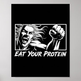 Poster Coma Sua Proteína Anime Ginásio Mangá Musculação F