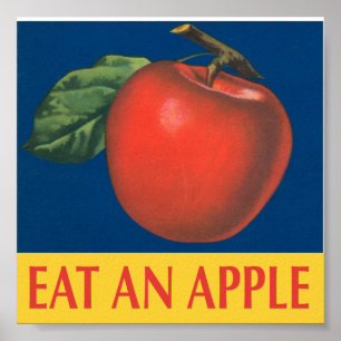 Poster Coma uma Apple com a ilustração vintage