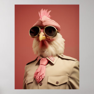 Poster Comandante do frango na moda Páscoa