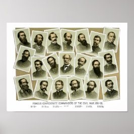 Poster Comandantes Confederados da Guerra Civil