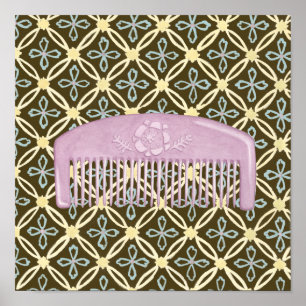 Pôster Comb Lavanda sobre fundo de chocolate