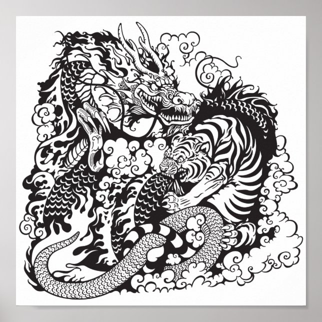 Pôster combate a dragões e tigre (Frente)