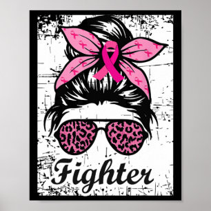 Poster Combate ao Cancer de peito do guerreiro cor-de-ros