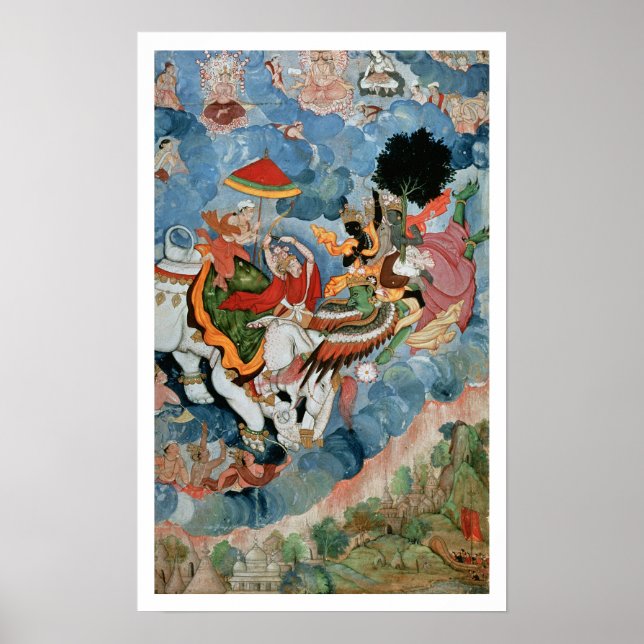 Pôster Combate de Krishna com Indra, c.1590 (Frente)