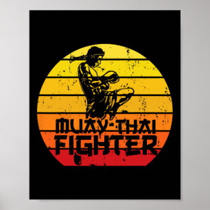 Poster Combate Muay Thai Fighter Thai Boxing Artes Marcia