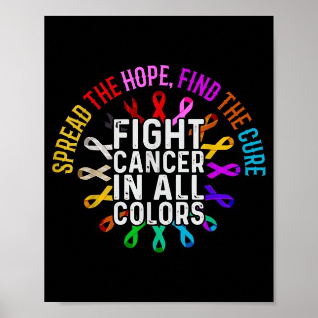 Poster Combater o Câncer Todas as Cores Conscientização A (Frente)