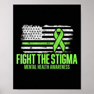 Poster Combater O Stigma Americano Flag Mental Health Awa