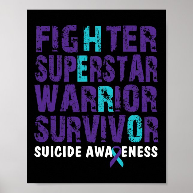 Poster Combater Sobrevivência Suicida Sensibilização para (Frente)