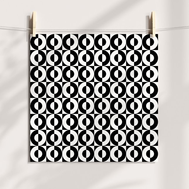 Pôster Combinação Geométrica Preto e Branco Círculos Dive (Funky Circles Poster)