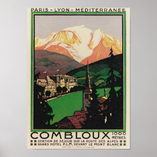 Poster Combloux do art deco das viagens vintage,
