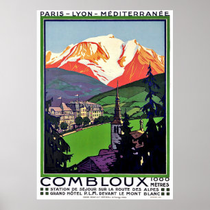 Poster Combloux no verão, França, viagens vintage