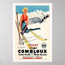 Poster Combloux, Téléphérique de Megève, France   Vintage