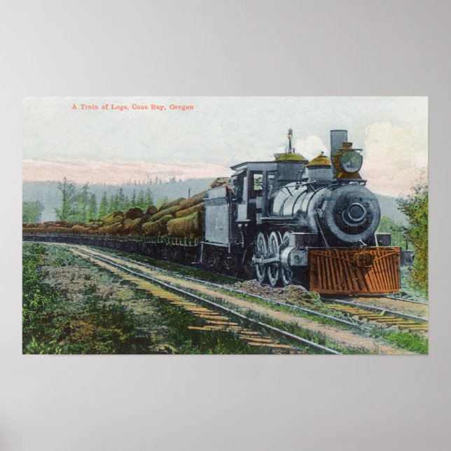 Pôster Comboio de LogsCoos Bay, OR (Frente)