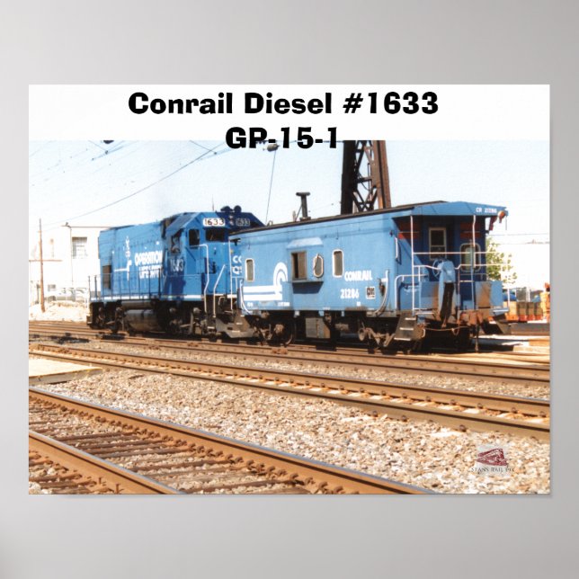 Poster Comboio Diesel #1633 GP-15-1 e caboose (Frente)