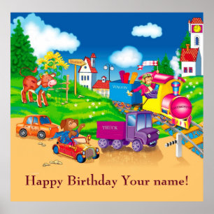 Pôster comboio e carro