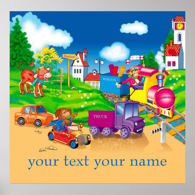 Pôster comboio e carro (Frente)