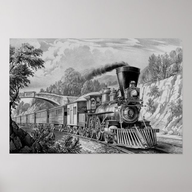 Poster Comboio expresso - Vintage Railroad (Frente)