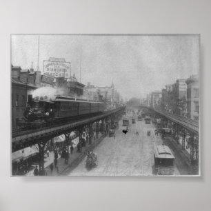 Poster Comboio Ferroviário Elevado Nova Iorque NY