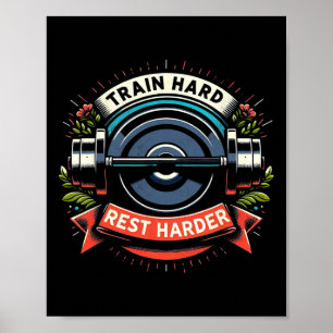 Poster Comboio Hart Rest Harder Barbell Bodybuilding